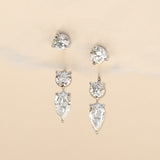 Floating Step Cut Pear Diamond Earrings