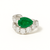 The Large Wavy Ear Cuff with Emerald Pear