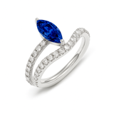 Wavy Marquise Pinky Ring, Blue Sapphire