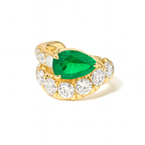 The Large Wavy Ear Cuff with Emerald Pear