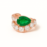 The Large Wavy Ear Cuff with Emerald Pear