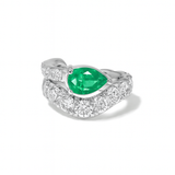 Wavy Earcuff with Emerald Pear