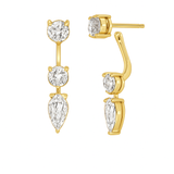 Floating Step Cut Pear Diamond Earrings