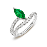Wavy Marquise Pinky Ring, Emerald