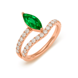 Wavy Marquise Pinky Ring, Emerald