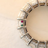 Emerald Cut Diamond Eternity Band with Pave Diamond and Birthstones