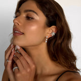 Floating Step Cut Pear Diamond Earrings