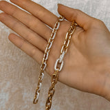 Greer Small Link Bracelet, Alternating Pave Diamond and Solid Gold Links