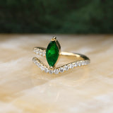 Wavy Marquise Pinky Ring, Emerald