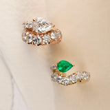 Wavy Earcuff with Emerald Pear