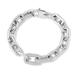 Greer Large Link Bracelet, Solid Gold Links with 2 Diamond Links