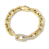 Greer Large Link Bracelet, Solid Gold Links with 2 Diamond Links