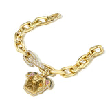 Greer Large Link Bracelet, Solid Gold Links with 2 Diamond Links