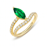 Wavy Marquise Pinky Ring, Emerald