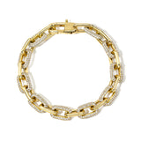 Greer Small Link Bracelet, Alternating Pave Diamond and Solid Gold Links