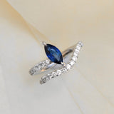 Wavy Marquise Pinky Ring, Blue Sapphire
