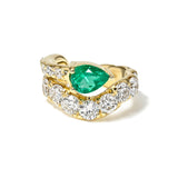 Wavy Earcuff with Emerald Pear