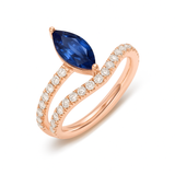 Wavy Marquise Pinky Ring, Blue Sapphire