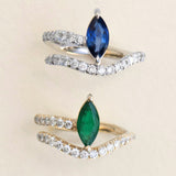 Wavy Marquise Pinky Ring, Emerald