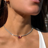 Pink Sapphire Tennis Necklace