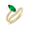 Wavy Marquise Pinky Ring, Emerald
